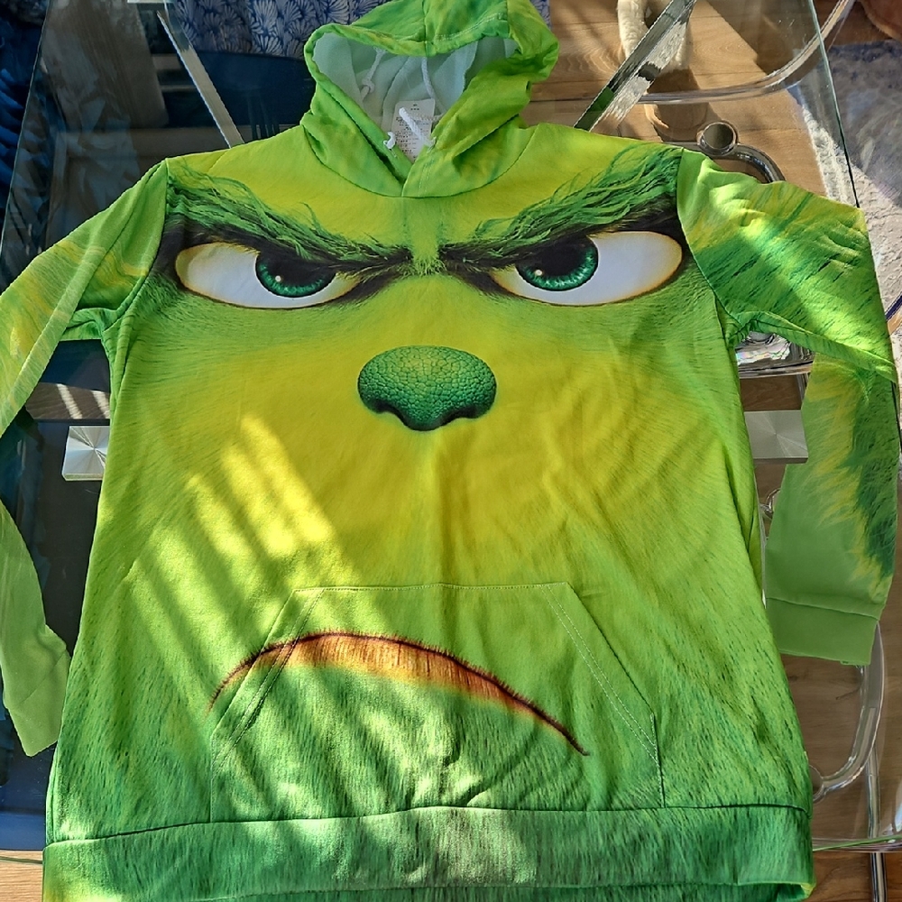 Kids' XXL Green GRINCH Character Hoodie